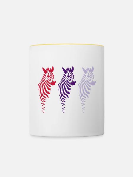 Three Zebras (b) - Tasse zweifarbig - Weiß/Gelb