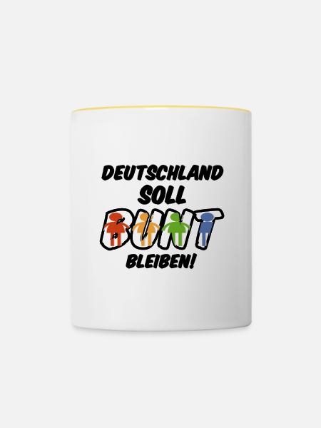 Buntes Deutschland Geschenk - Tasse zweifarbig - Weiß/Gelb