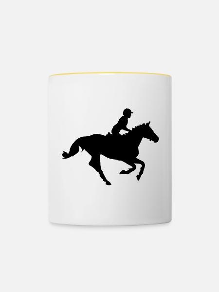 Pferdesport - Tasse zweifarbig - Weiß/Gelb