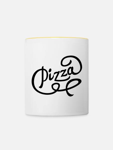 Pizza - Tasse zweifarbig - Weiß/Gelb