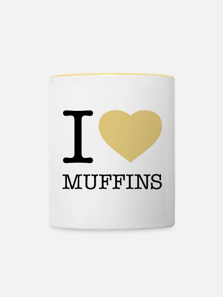 I LOVE MUFFINS - Tasse zweifarbig - Weiß/Gelb