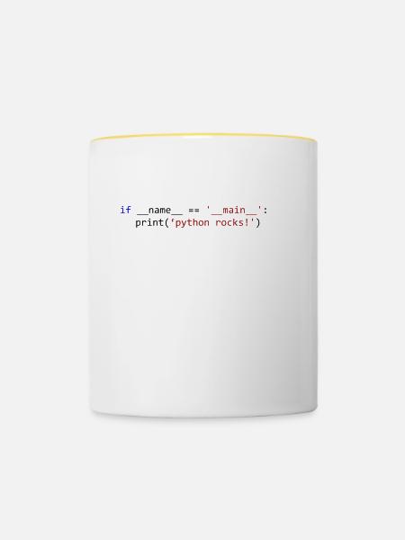 Python rocks - Tasse zweifarbig - Weiß/Gelb