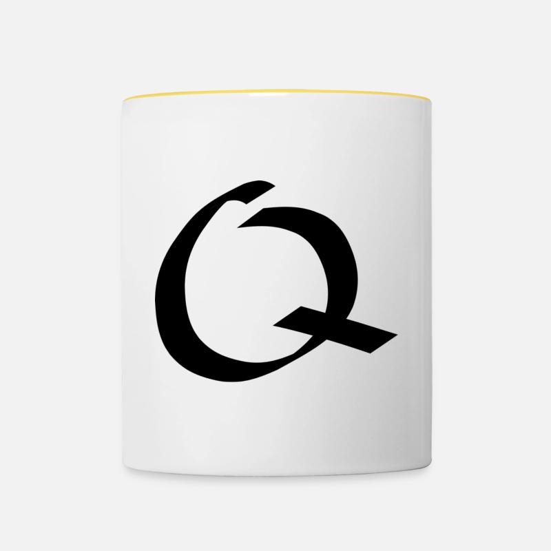 Letter Q – Handwritten Calligraphy - Contrasting Mug - white/yellow