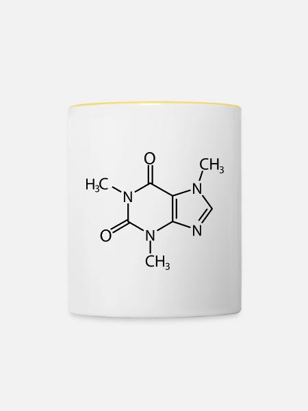 Koffein - Tasse zweifarbig - Weiß/Gelb