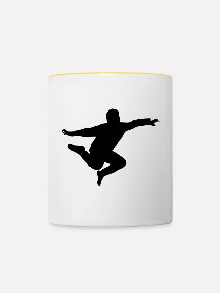 springender junge - Tasse zweifarbig - Weiß/Gelb