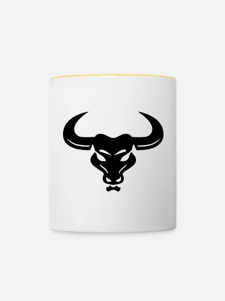 Stier - Tasse zweifarbig - Weiß/Gelb
