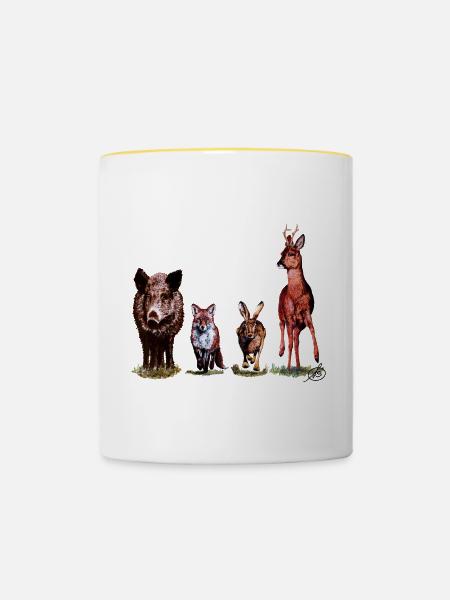Wild-Quartett - Tasse zweifarbig - Weiß/Gelb