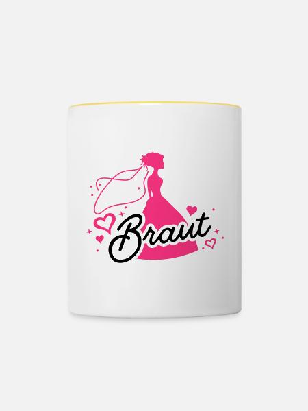 braut hochzeit - Tasse zweifarbig - Weiß/Gelb