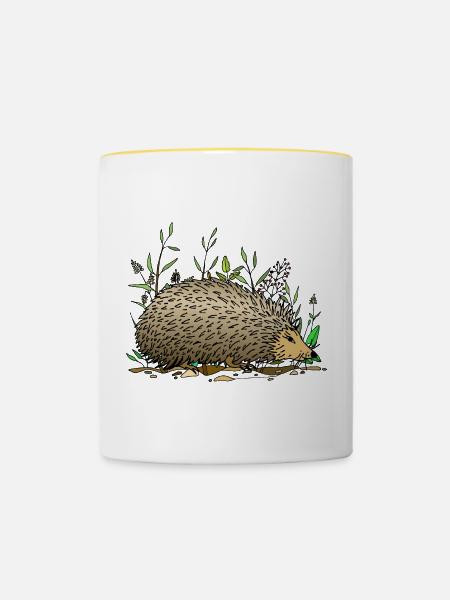 Igel - Tasse zweifarbig - Weiß/Gelb