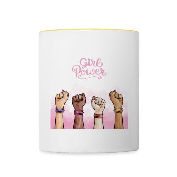 Pouvoir des filles - Mug contrasté - blanc/jaune - Devant