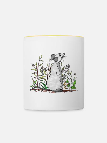 Maus - Tasse zweifarbig - Weiß/Gelb
