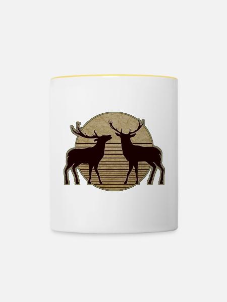 Hirsch - Tasse zweifarbig - Weiß/Gelb