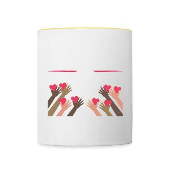 Kein Mensch Ist illegal - Tasse zweifarbig - Weiß/Gelb - Vorne