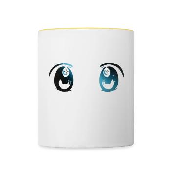 Sparkly anime eyes - Contrasting Mug - white/yellow - Front