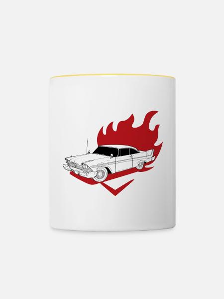 Christines Auto - Tasse zweifarbig - Weiß/Gelb