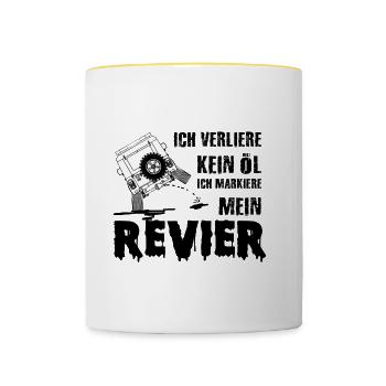 Defender land.rover lustig Geschenk idee - Tasse zweifarbig - Weiß/Gelb - Vorne