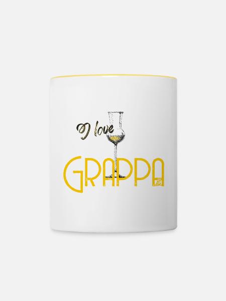 Ich liebe Grappa - Tasse zweifarbig - Weiß/Gelb
