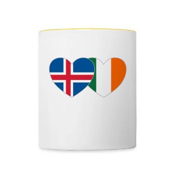 Island Irland Flagge Herz - Tasse zweifarbig - Weiß/Gelb - Vorne