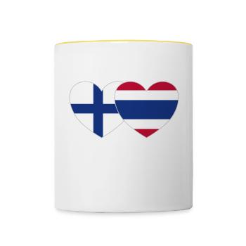 Finnland Thailand Flagge Herz - Tasse zweifarbig - Weiß/Gelb - Vorne
