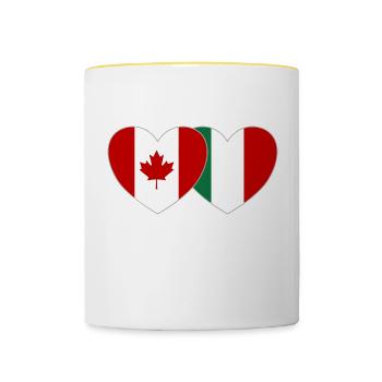 Canada Italy Flag Heart - Contrasting Mug - white/yellow - Front