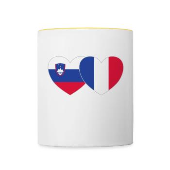 Slowenien Frankreich Flagge Herz - Tasse zweifarbig - Weiß/Gelb - Vorne