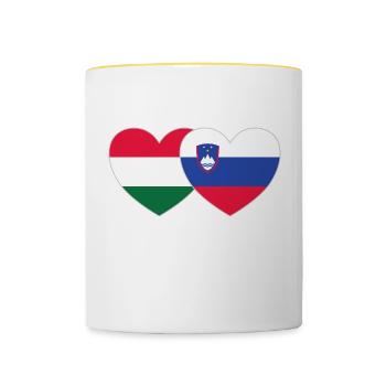 Ungarn Slovenien Flagge Herz - Tasse zweifarbig - Weiß/Gelb - Vorne