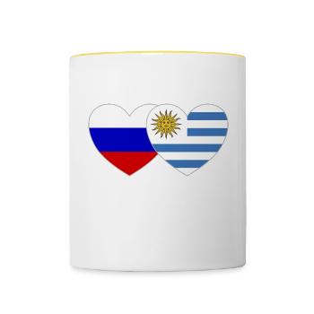 Russland Uruguay Flagge Herz - Tasse zweifarbig - Weiß/Gelb - Vorne