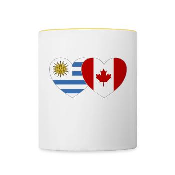 Uruguay Kanada Flagge Herz - Tasse zweifarbig - Weiß/Gelb - Vorne