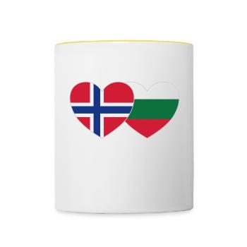 Norwegen Bulgarien Flagge Herz - Tasse zweifarbig - Weiß/Gelb - Vorne
