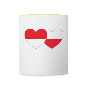 Indonésie Pologne Drapeau Coeur - Mug contrasté - blanc/jaune - Devant