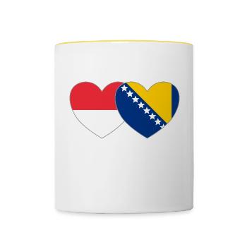 Indonésie Bosnie Drapeau Coeur - Mug contrasté - blanc/jaune - Devant