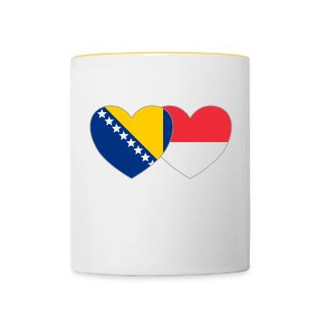 Bosnia Indonesia Flag Heart - Contrasting Mug - white/yellow - Front