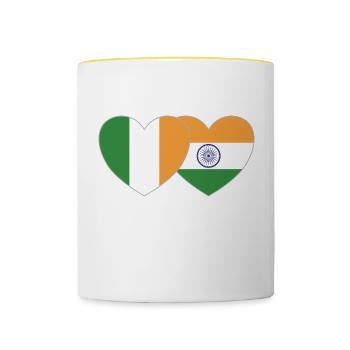 Ireland India Flag Heart - Contrasting Mug - white/yellow - Front