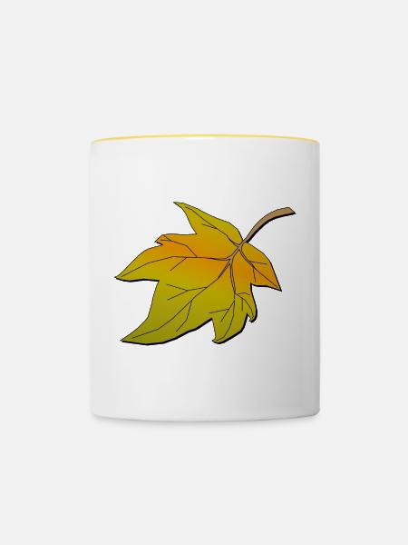 Herbstblatt | Autumn leave - Tasse zweifarbig - Weiß/Gelb