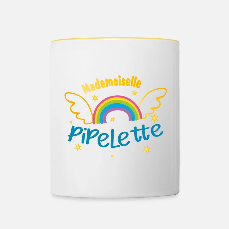 Mademoiselle pipelette - Mug contrasté - blanc/jaune
