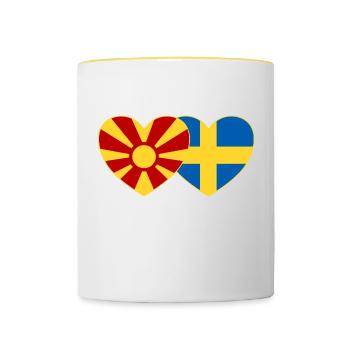 Macedonia Sweden Flag Heart - Contrasting Mug - white/yellow - Front