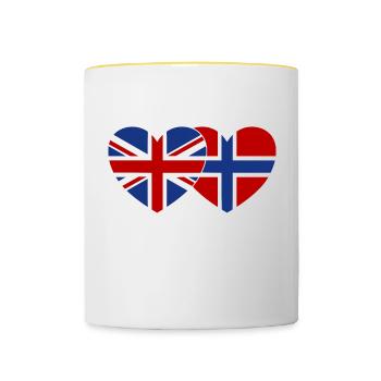 England Norwegen Flagge Herz - Tasse zweifarbig - Weiß/Gelb - Vorne