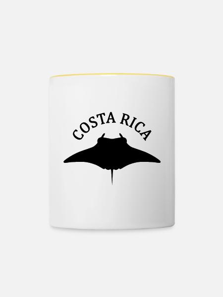 Mantarochen Costa Rica Logo - Tasse zweifarbig - Weiß/Gelb