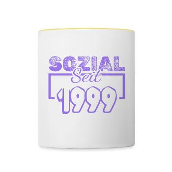 Jahr 1999 - Tasse zweifarbig - Weiß/Gelb - Vorne