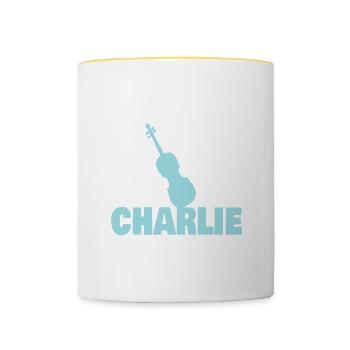 Cello Charlie - Contrasting Mug - white/yellow - Front