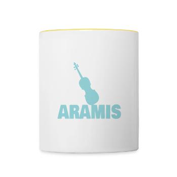 Geige Cello Bratsche Orchester Aramis - Tasse zweifarbig - Weiß/Gelb - Vorne