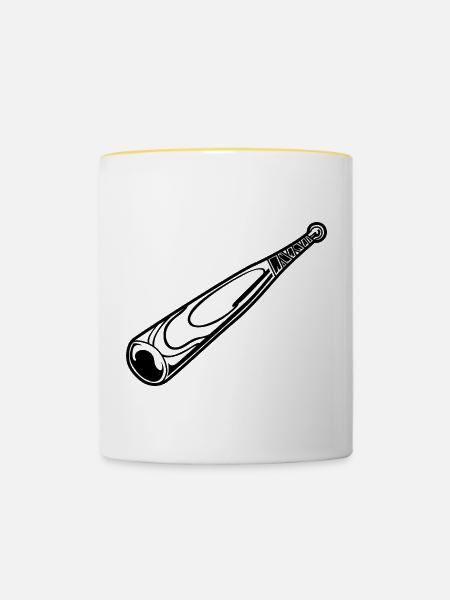 Baseballschläger Skizze - Tasse zweifarbig - Weiß/Gelb
