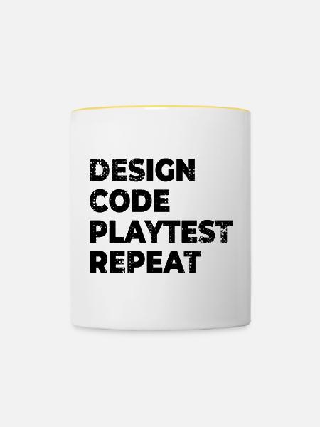 Design Code Spieltest Wiederholung - Tasse zweifarbig - Weiß/Gelb