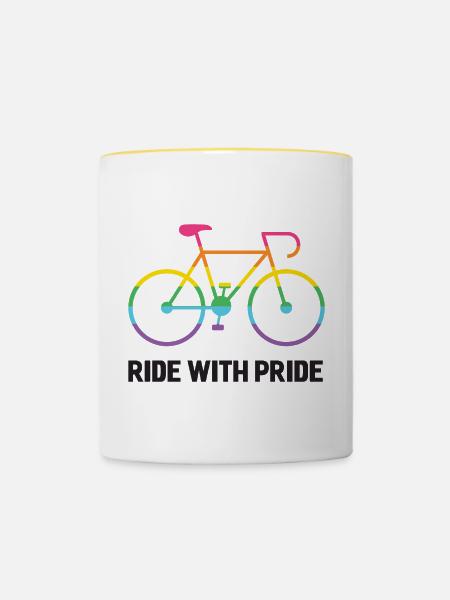LGBTQ-Radfahrer - Fahre mit Stolz - Tasse zweifarbig - Weiß/Gelb