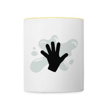 Klima Kleber Aktion - Tasse zweifarbig - Weiß/Gelb - Vorne
