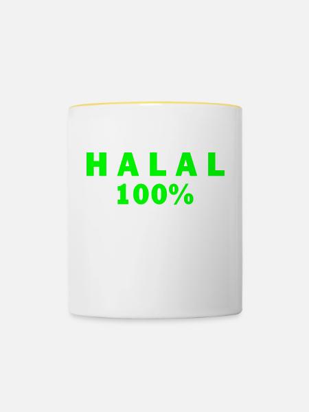 Halal - Tasse zweifarbig - Weiß/Gelb