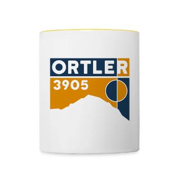 Ortler Tour, Ascent, Mountain Tour, Ski Tour, Souvenir - Contrasting Mug - white/yellow - Front