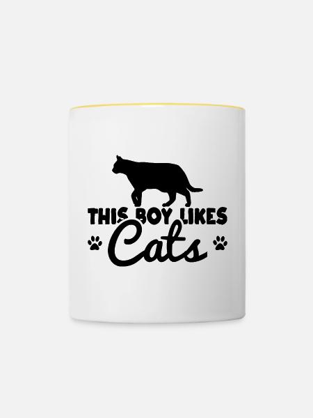 Katzen Junge - Tasse zweifarbig - Weiß/Gelb
