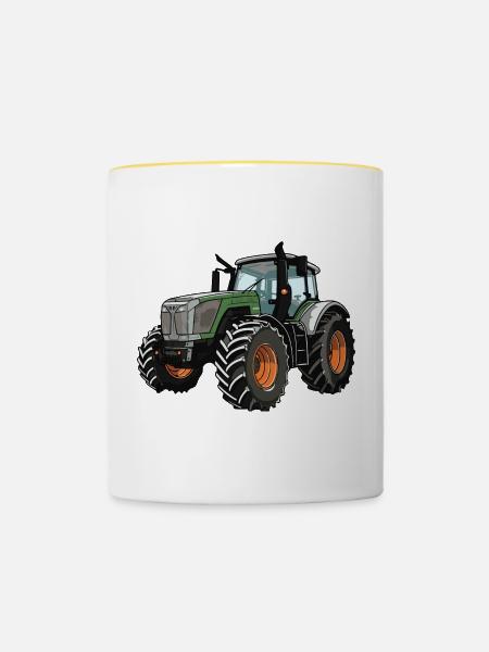 Traktor Farmer - Tasse zweifarbig - Weiß/Gelb