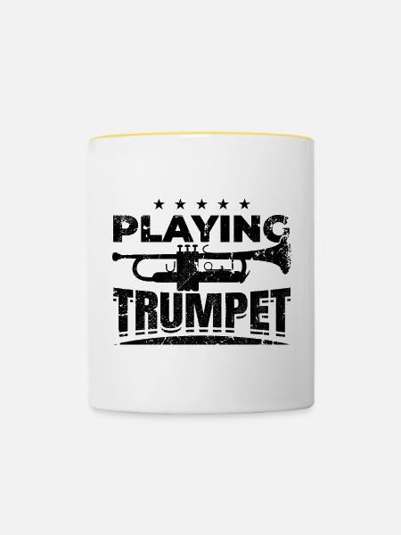 Zitat Trompete - Tasse zweifarbig - Weiß/Gelb